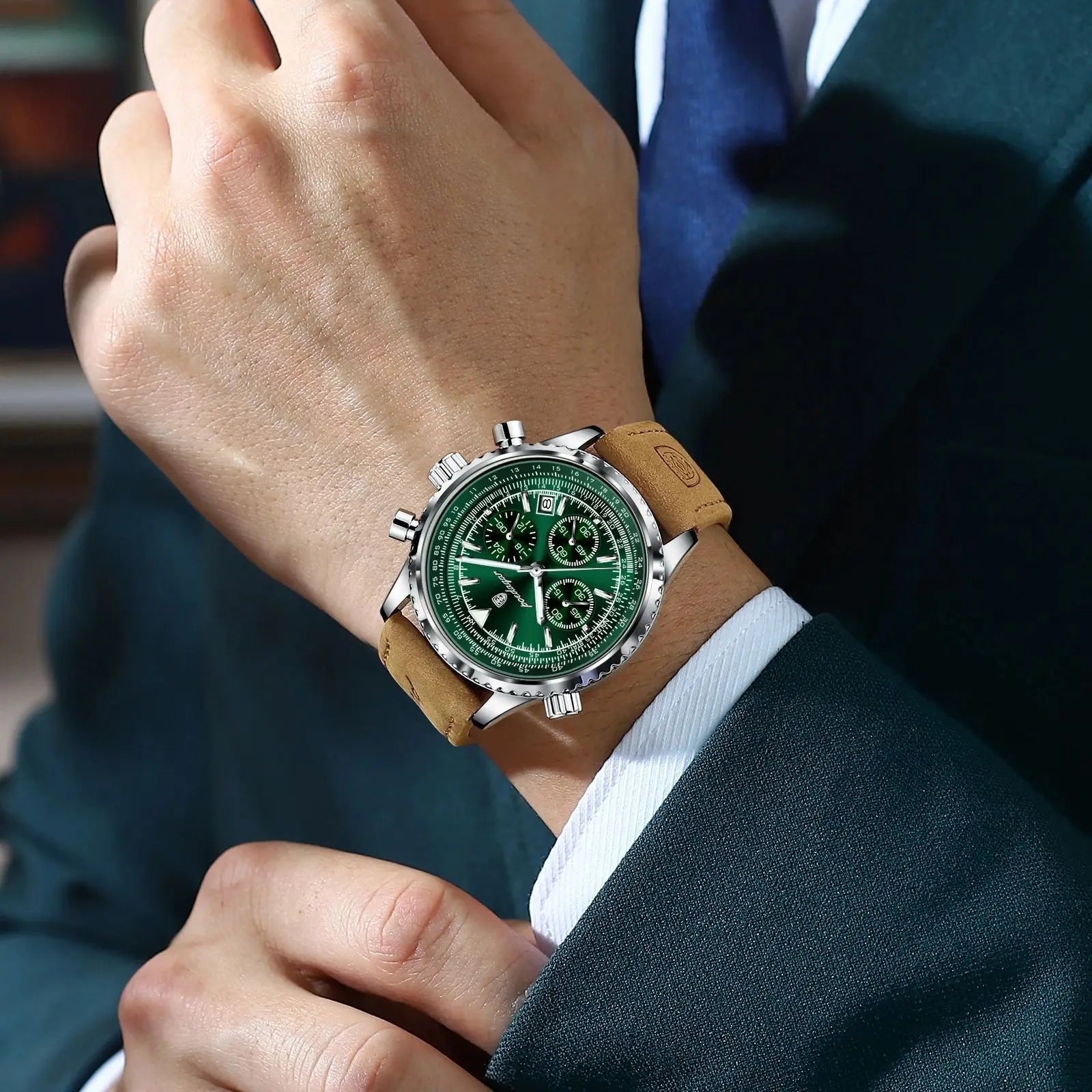 POEDAGAR Luxus Mann Uhr Quarz Wasserdicht Leucht Datum Chronograph Leder Männer Armbanduhr Militär Sport herren Uhren Reloj - flohmarkt-deutschland.shop