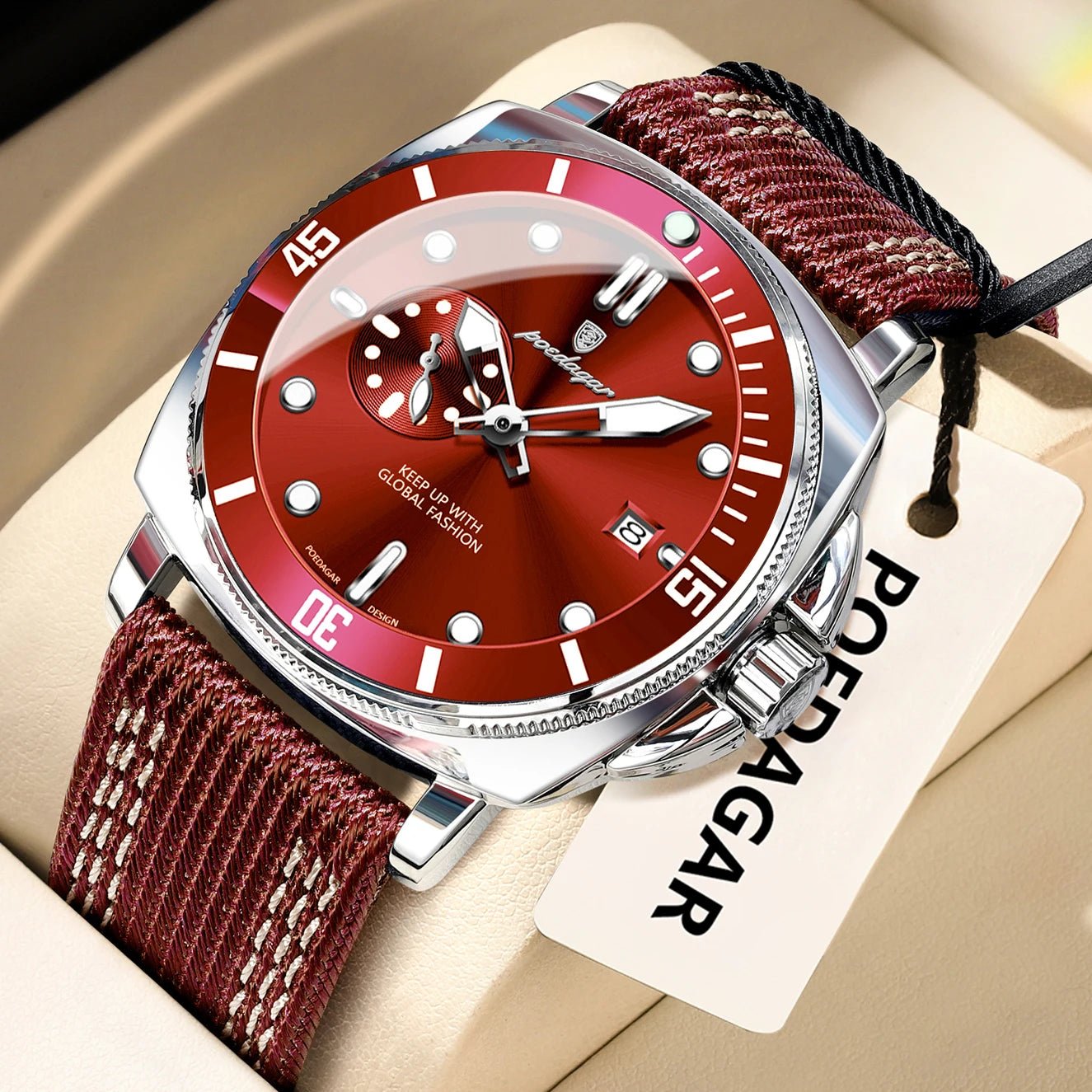 POEDAGAR Luxus Mode Mann Uhr Leuchtende Wasserdichte Datum Sport Uhren Für Männer Nylon Leder Quarz Business herren Uhr Reloj - flohmarkt-deutschland.shop