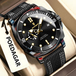 POEDAGAR Luxus Mode Mann Uhr Leuchtende Wasserdichte Datum Sport Uhren Für Männer Nylon Leder Quarz Business herren Uhr Reloj - flohmarkt-deutschland.shop