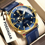 POEDAGAR Luxus Mode Mann Uhr Leuchtende Wasserdichte Datum Sport Uhren Für Männer Nylon Leder Quarz Business herren Uhr Reloj - flohmarkt-deutschland.shop