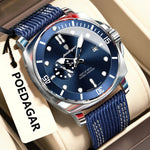 POEDAGAR Luxus Mode Mann Uhr Leuchtende Wasserdichte Datum Sport Uhren Für Männer Nylon Leder Quarz Business herren Uhr Reloj - flohmarkt-deutschland.shop
