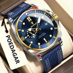 POEDAGAR Luxus Mode Mann Uhr Leuchtende Wasserdichte Datum Sport Uhren Für Männer Nylon Leder Quarz Business herren Uhr Reloj - flohmarkt-deutschland.shop