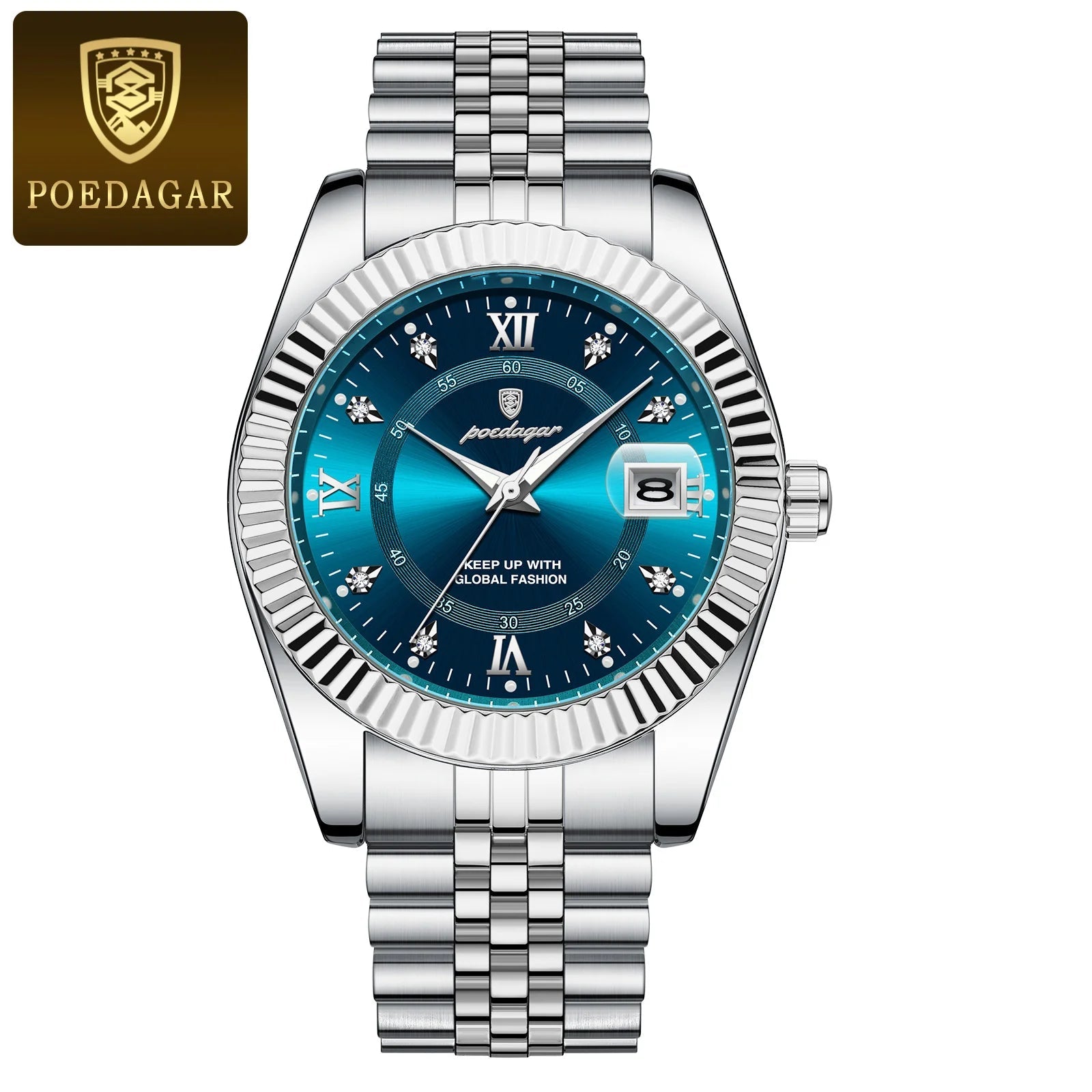 POEDAGAR Luxus Sport Herrenuhr – Edelstahl, Datum, Leuchtend, Wasserdicht, Quarz + Box - flohmarkt-deutschland.shop