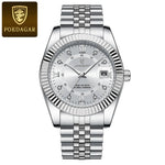 POEDAGAR Luxus Sport Herrenuhr – Edelstahl, Datum, Leuchtend, Wasserdicht, Quarz + Box - flohmarkt-deutschland.shop