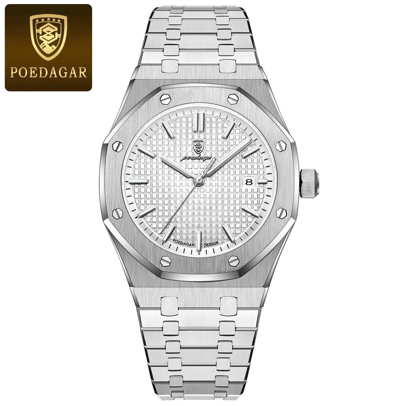 POEDAGAR Original Luxury Man Watch Date Luminous Waterproof Stainless Steel Men Wristwatch Fashion Business Quartz Men's Watches - flohmarkt-deutschland.shop