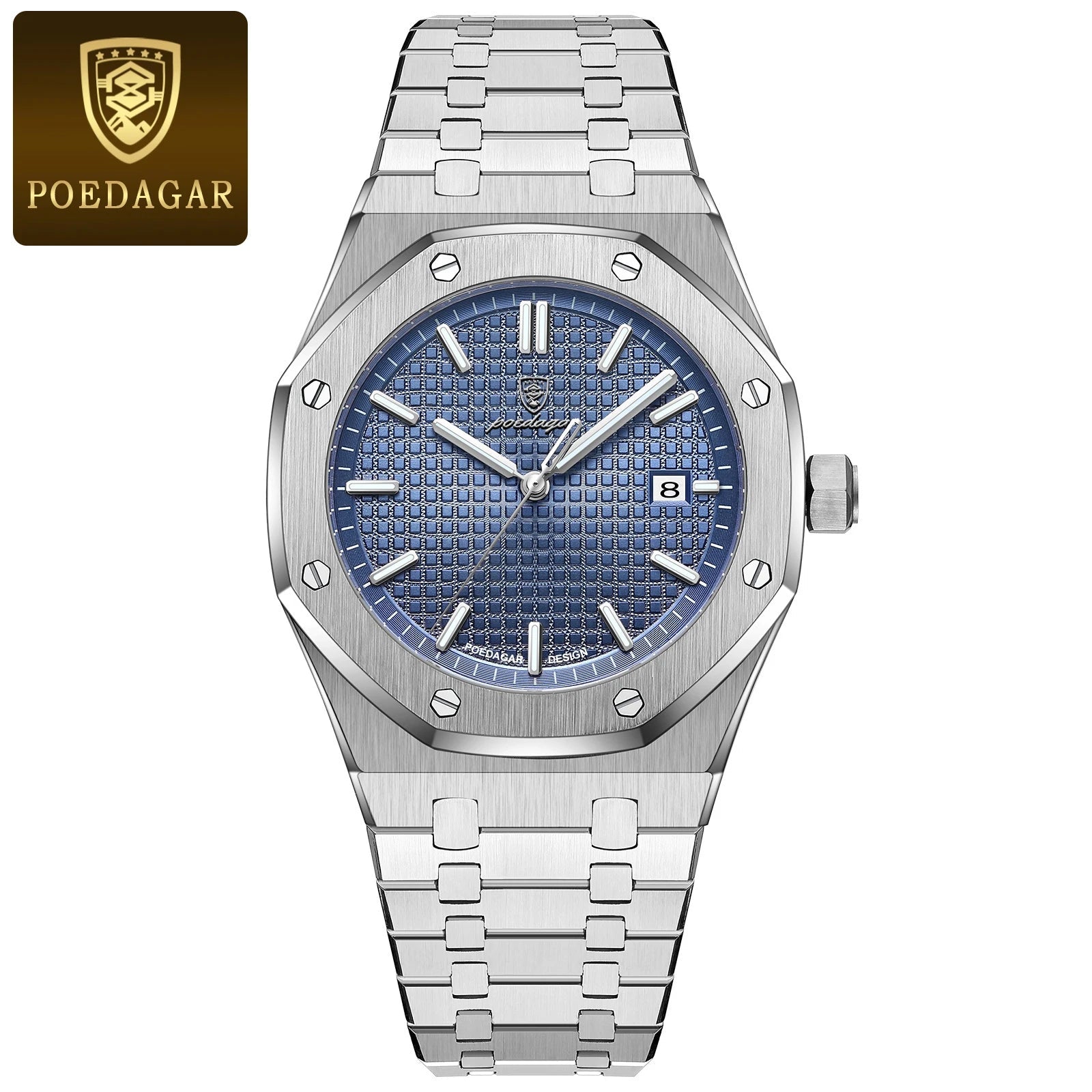POEDAGAR Original Luxury Man Watch Date Luminous Waterproof Stainless Steel Men Wristwatch Fashion Business Quartz Men's Watches - flohmarkt-deutschland.shop
