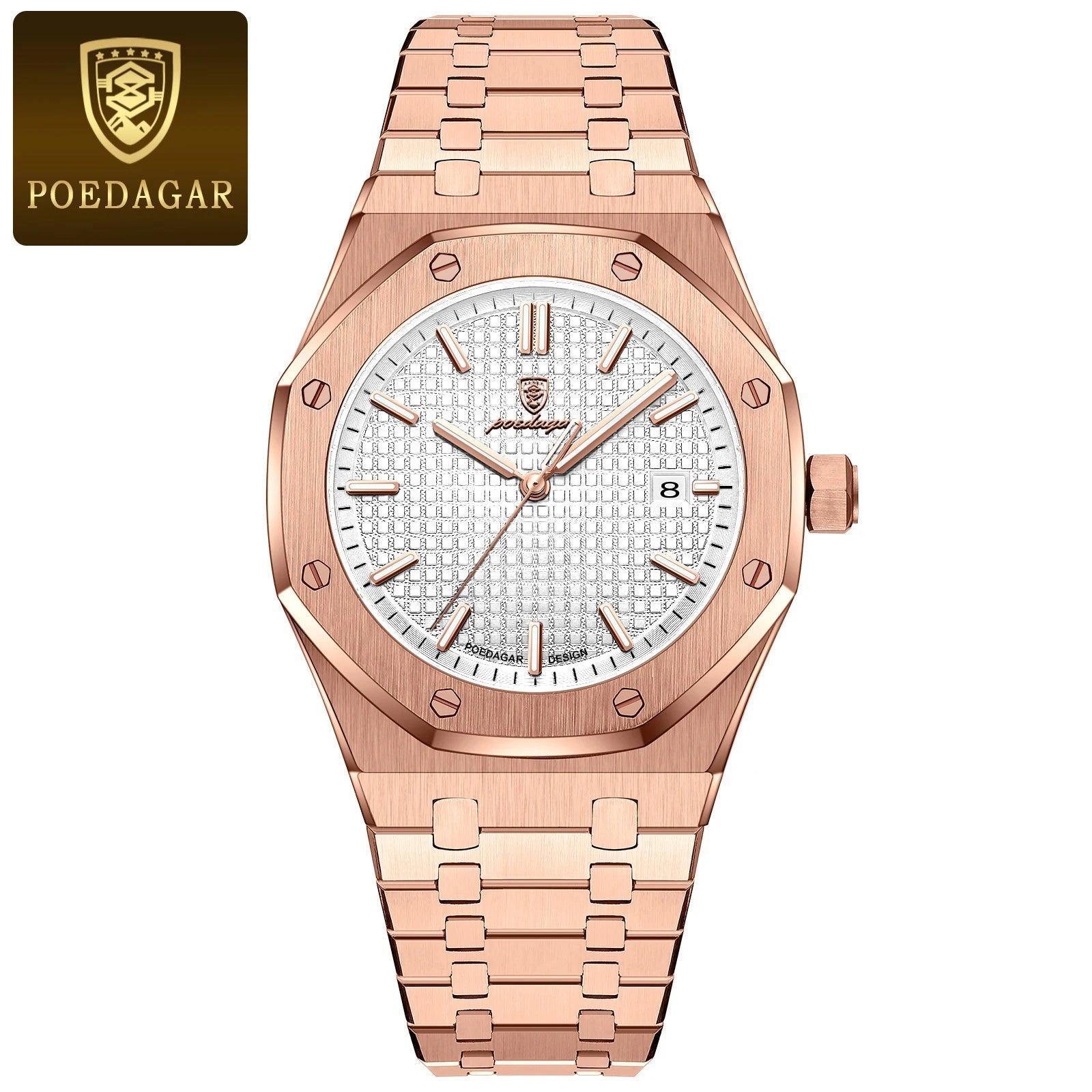 POEDAGAR Original Luxury Man Watch Date Luminous Waterproof Stainless Steel Men Wristwatch Fashion Business Quartz Men's Watches - flohmarkt-deutschland.shop