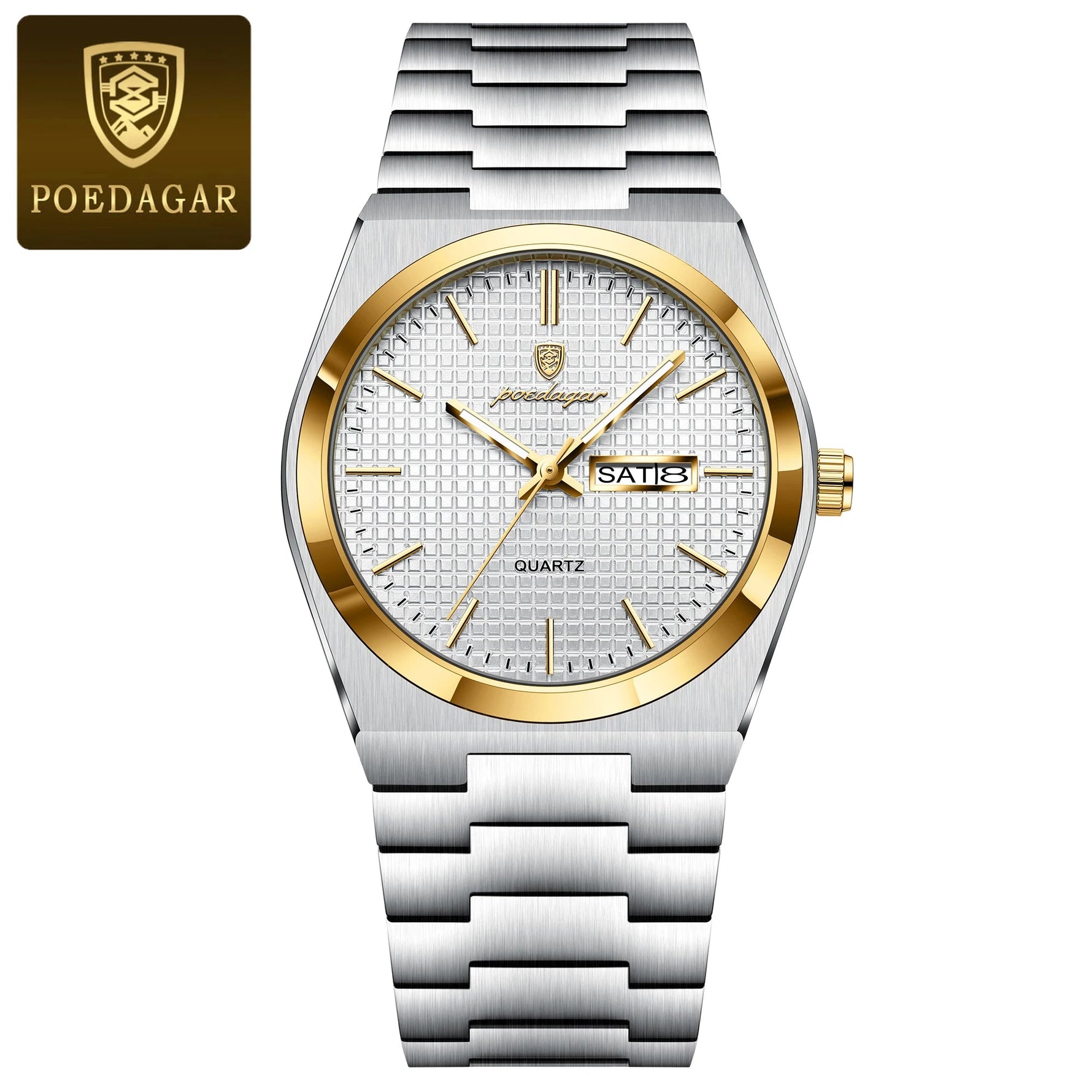POEDAGAR Top Business Man Watch Luminous Waterproof Stainless Steel Men Wristwatch Date Week Quartz Fashion Casual Men's Watches - flohmarkt-deutschland.shop