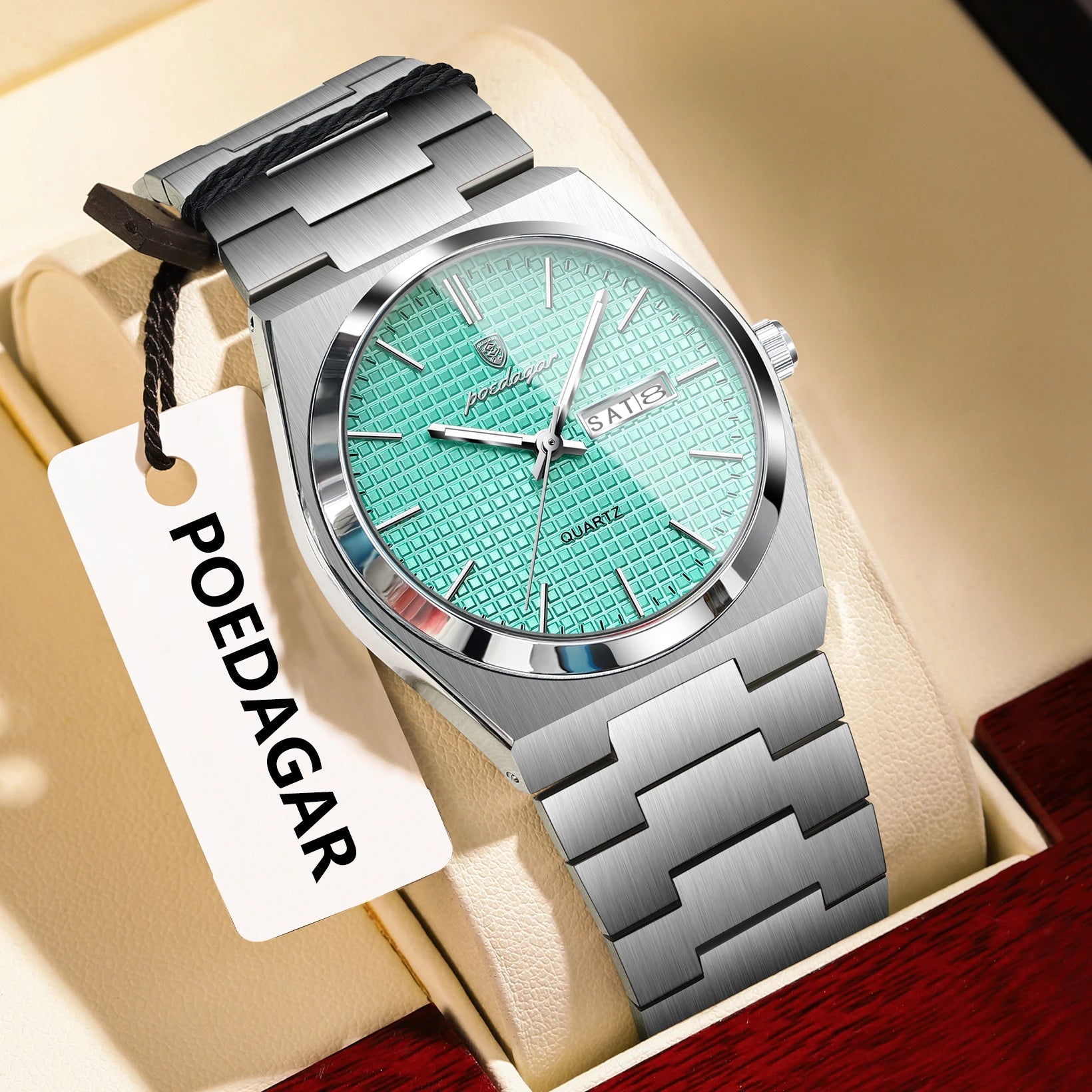POEDAGAR Top Business Man Watch Luminous Waterproof Stainless Steel Men Wristwatch Date Week Quartz Fashion Casual Men's Watches - flohmarkt-deutschland.shop