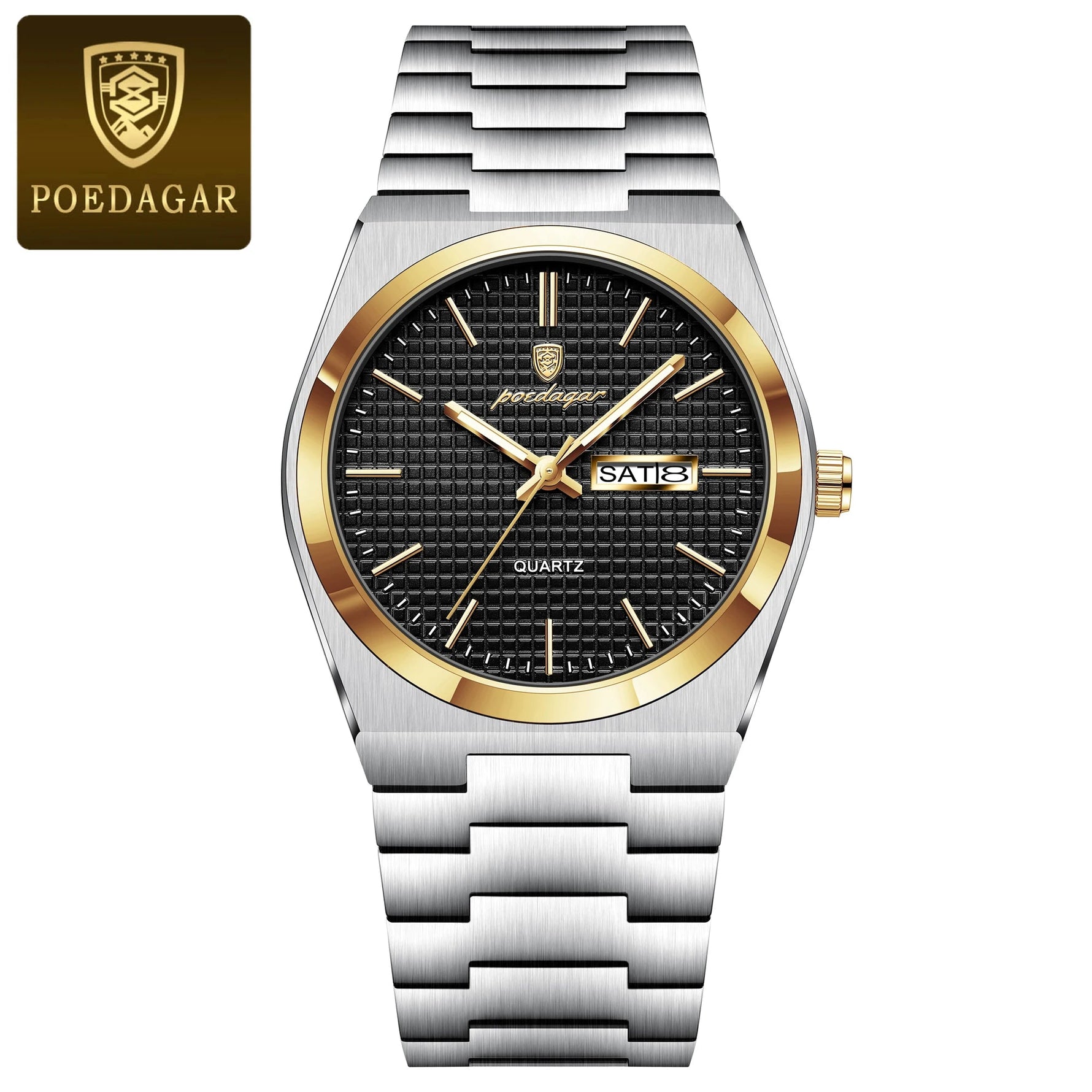 POEDAGAR Top Business Man Watch Luminous Waterproof Stainless Steel Men Wristwatch Date Week Quartz Fashion Casual Men's Watches - flohmarkt-deutschland.shop