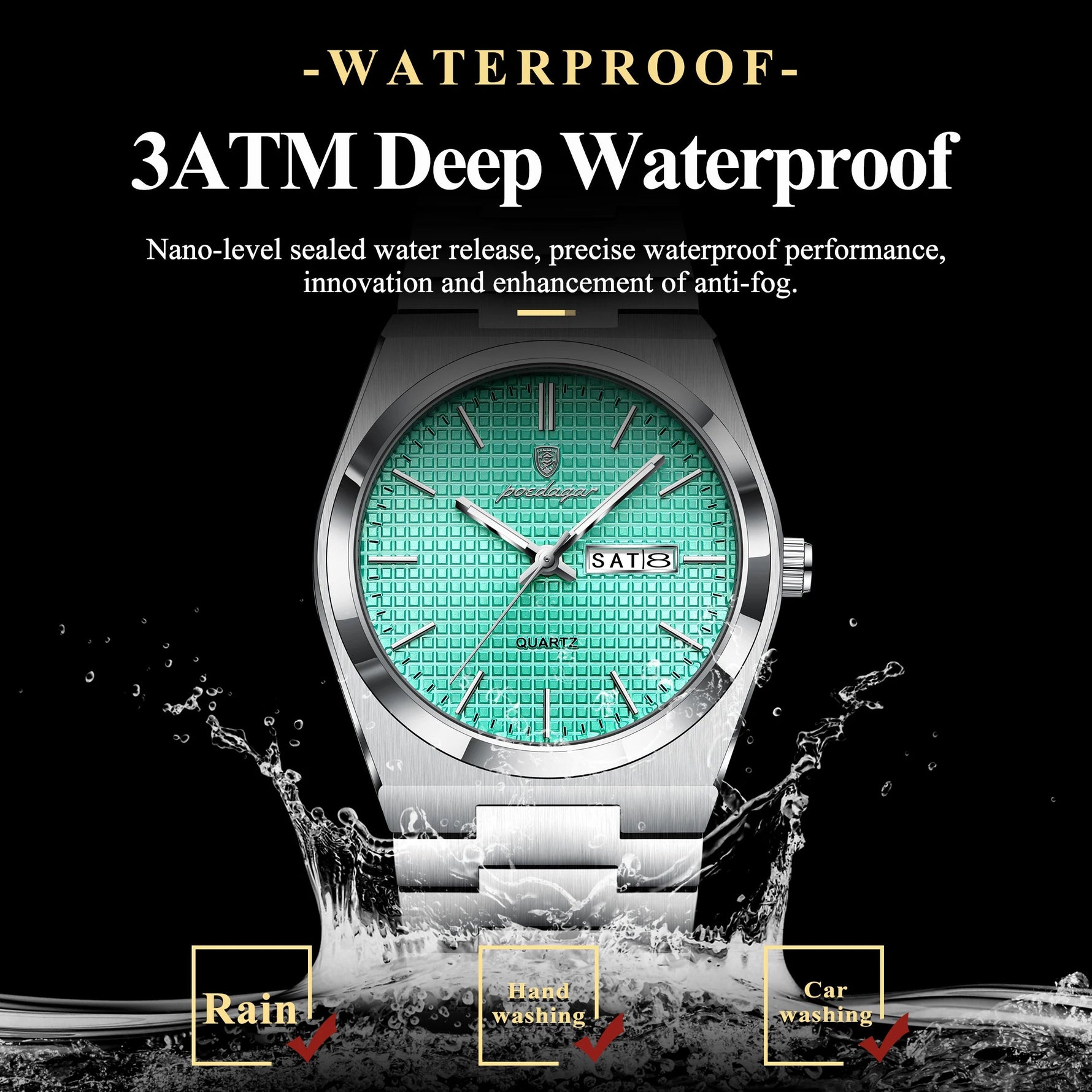 POEDAGAR Top Business Man Watch Luminous Waterproof Stainless Steel Men Wristwatch Date Week Quartz Fashion Casual Men's Watches - flohmarkt-deutschland.shop