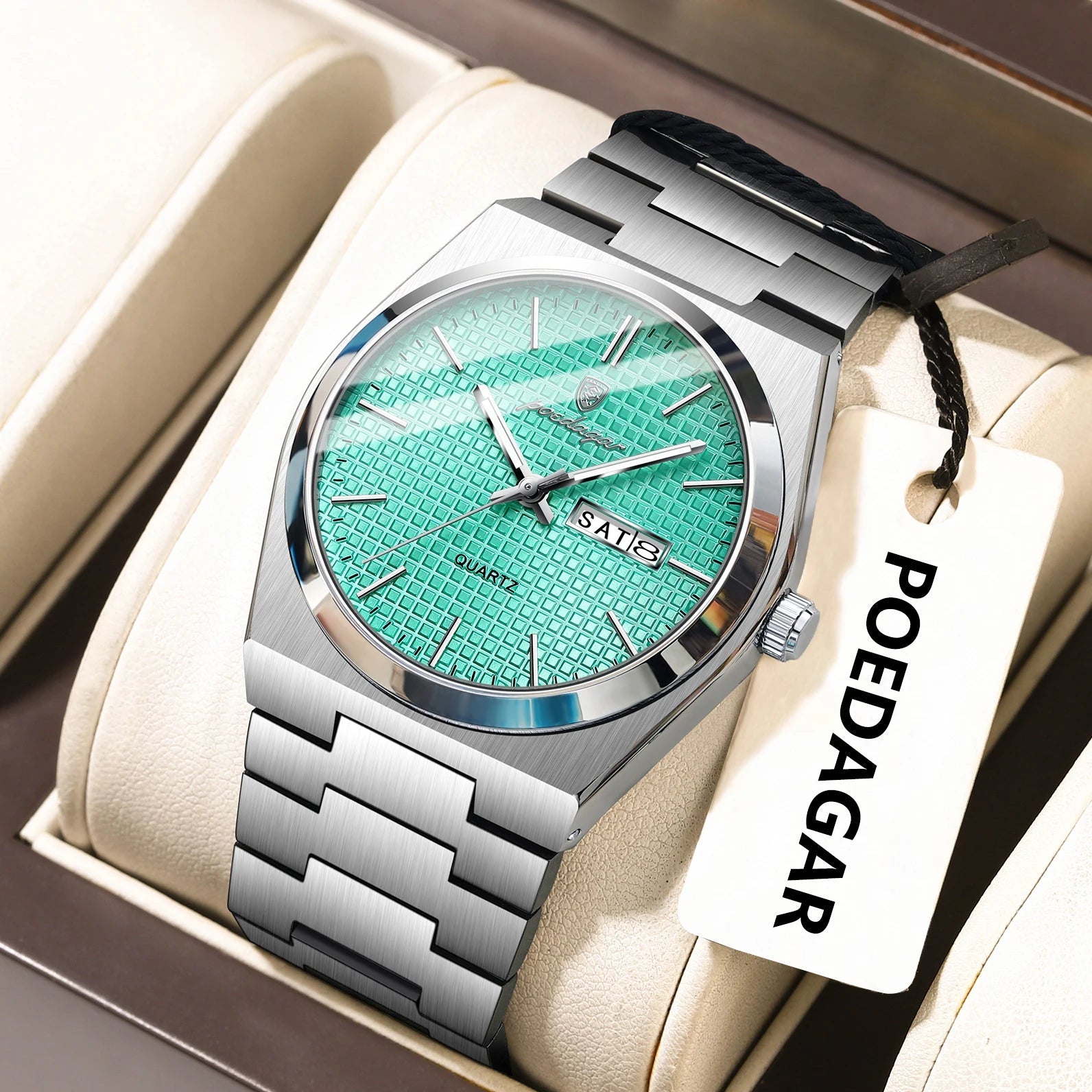 POEDAGAR Top Business Man Watch Luminous Waterproof Stainless Steel Men Wristwatch Date Week Quartz Fashion Casual Men's Watches - flohmarkt-deutschland.shop