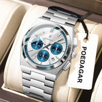POEDAGAR Top Mode Mann Armbanduhr Chronograph Datum Edelstahl Business Männer Uhr Wasserdicht Leucht männer Quarz Uhren - flohmarkt-deutschland.shop
