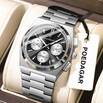 POEDAGAR Top Mode Mann Armbanduhr Chronograph Datum Edelstahl Business Männer Uhr Wasserdicht Leucht männer Quarz Uhren - flohmarkt-deutschland.shop