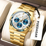 POEDAGAR Top Mode Mann Armbanduhr Chronograph Datum Edelstahl Business Männer Uhr Wasserdicht Leucht männer Quarz Uhren - flohmarkt-deutschland.shop