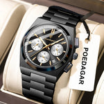 POEDAGAR Top Mode Mann Armbanduhr Chronograph Datum Edelstahl Business Männer Uhr Wasserdicht Leucht männer Quarz Uhren - flohmarkt-deutschland.shop
