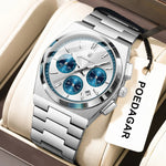 POEDAGAR Top Mode Mann Armbanduhr Chronograph Datum Edelstahl Business Männer Uhr Wasserdicht Leucht männer Quarz Uhren - flohmarkt-deutschland.shop