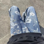 Printed Jeans 2025 Spring Korean Style Mens New Floral Denim Pant High Street Loose Straight Couples Trousers baggy hosen herren - flohmarkt-deutschland.shop