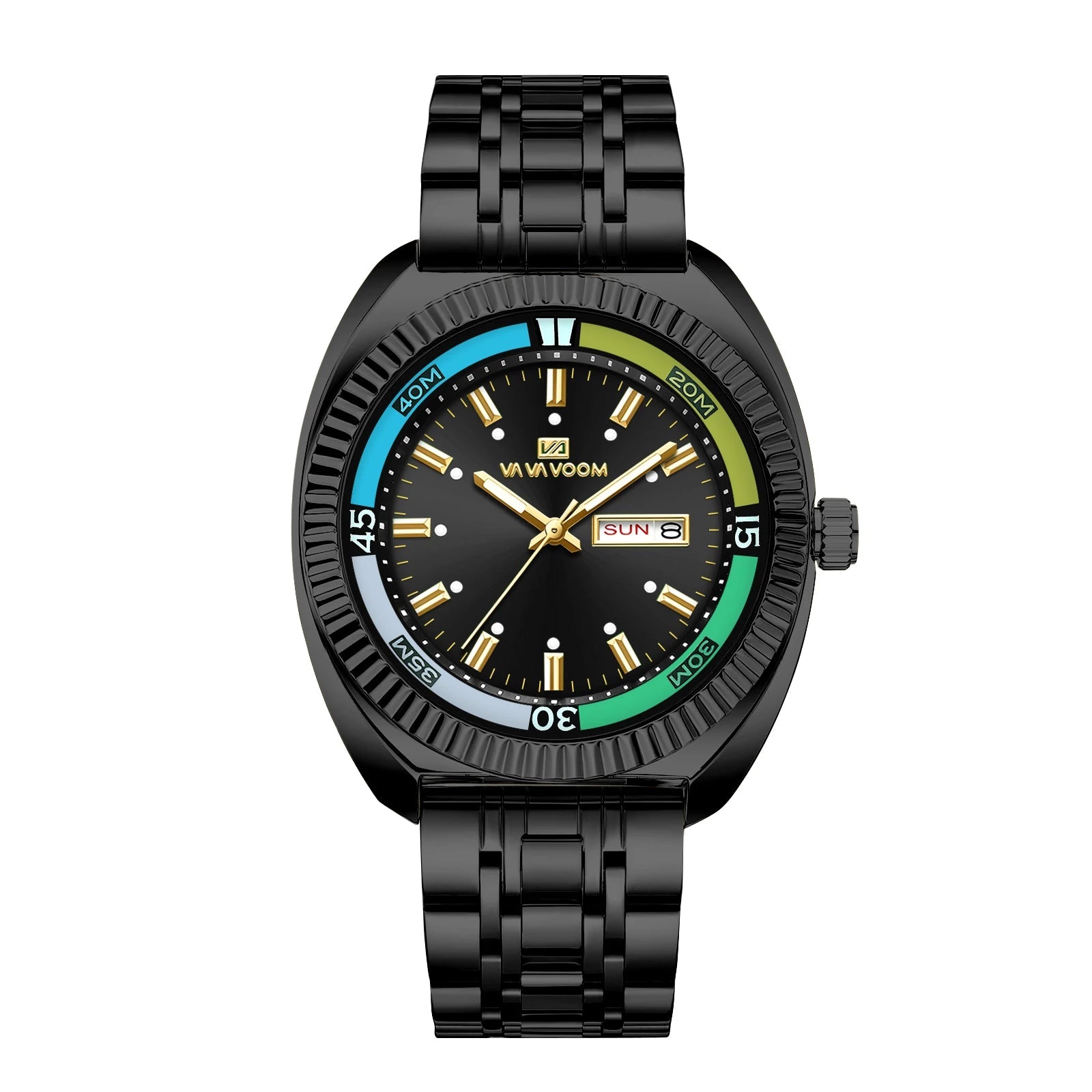 Quarz-Herrenuhr mit Blau-Gold-Silber Zweifarbiger Edelstahl Business-Herrenuhr mit 42mm Luxuriöse Modische Alltagsuhr - flohmarkt-deutschland.shop