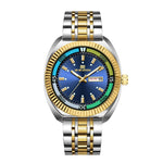 Quarz-Herrenuhr mit Blau-Gold-Silber Zweifarbiger Edelstahl Business-Herrenuhr mit 42mm Luxuriöse Modische Alltagsuhr - flohmarkt-deutschland.shop