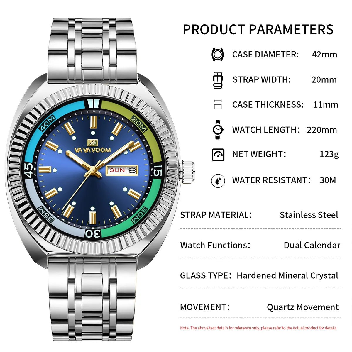 Quarz-Herrenuhr mit Blau-Gold-Silber Zweifarbiger Edelstahl Business-Herrenuhr mit 42mm Luxuriöse Modische Alltagsuhr - flohmarkt-deutschland.shop