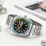Quarz-Herrenuhr mit Blau-Gold-Silber Zweifarbiger Edelstahl Business-Herrenuhr mit 42mm Luxuriöse Modische Alltagsuhr - flohmarkt-deutschland.shop