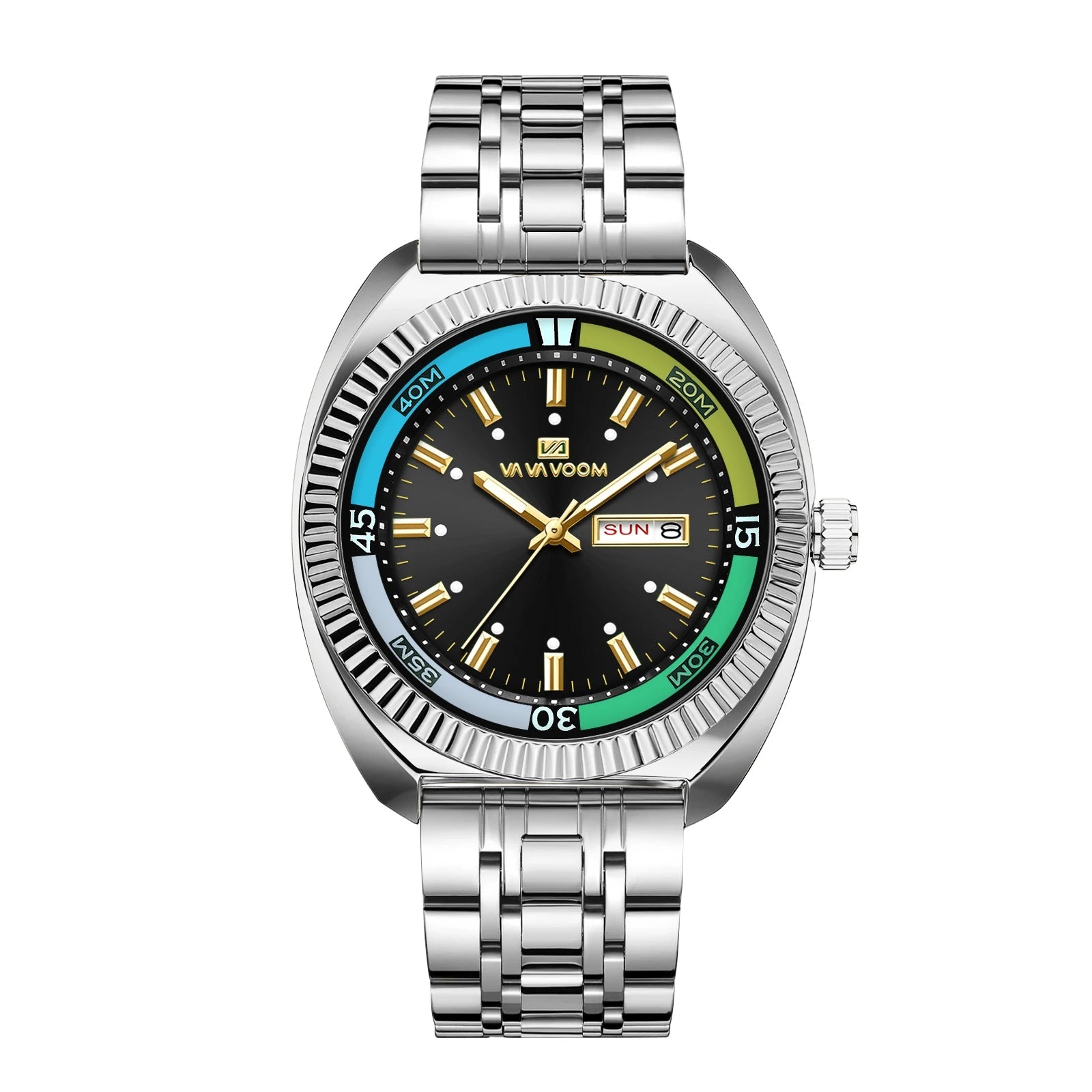 Quarz-Herrenuhr mit Blau-Gold-Silber Zweifarbiger Edelstahl Business-Herrenuhr mit 42mm Luxuriöse Modische Alltagsuhr - flohmarkt-deutschland.shop