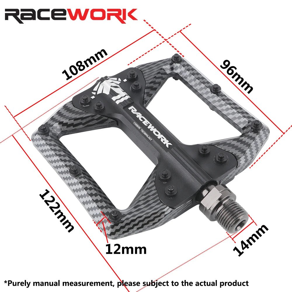 RACEWORK Fahrradpedale, 3 Lager, Mountainbike, Rennrad, Kohlefaserbeschichtung, ultraleichtes Flachpedal, MTB-Pedal aus Aluminiumlegierung, Nylon - flohmarkt-deutschland.shop