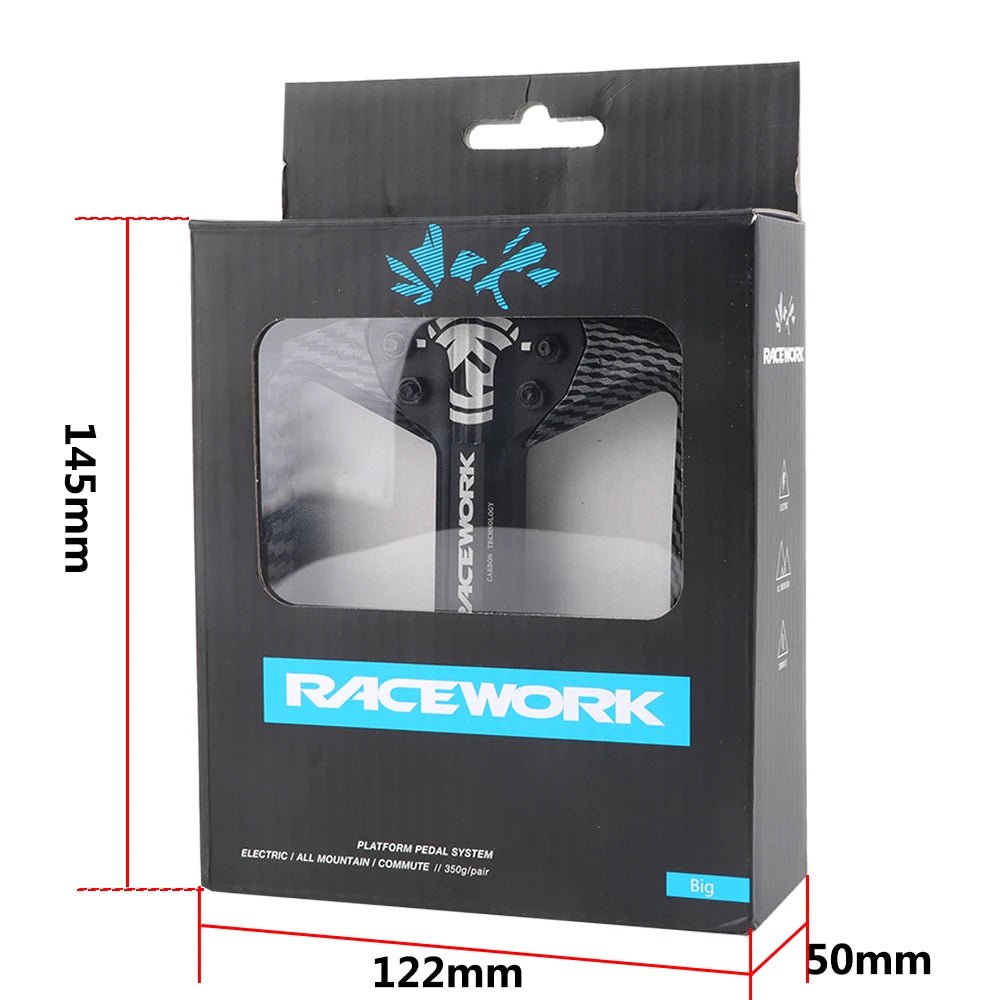 RACEWORK Fahrradpedale, 3 Lager, Mountainbike, Rennrad, Kohlefaserbeschichtung, ultraleichtes Flachpedal, MTB-Pedal aus Aluminiumlegierung, Nylon - flohmarkt-deutschland.shop