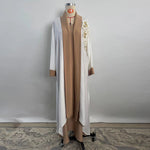 Ramadan Eid White Kimono 2 Piece Abaya Damen Dubai Luxury Set Islam Muslim Modest Dress Women Kebaya Kaftan Robe Femme Musulman - flohmarkt-deutschland.shop