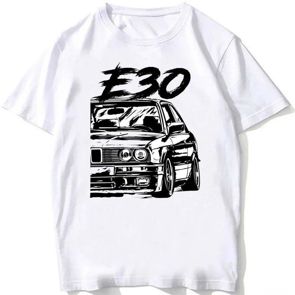 Retro Germany EUDM - E34 M5 Tshirts Summer Men Short Sleeve Old Legend E30 M3 Classic Car T-Shirt Boy Casual Tops Man White Tees - flohmarkt-deutschland.shop