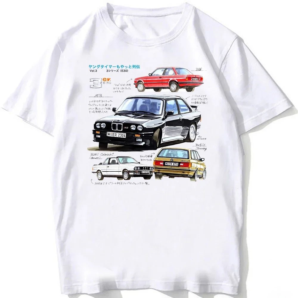 Retro Germany EUDM - E34 M5 Tshirts Summer Men Short Sleeve Old Legend E30 M3 Classic Car T-Shirt Boy Casual Tops Man White Tees - flohmarkt-deutschland.shop