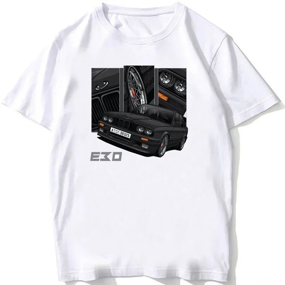 Retro Germany EUDM - E34 M5 Tshirts Summer Men Short Sleeve Old Legend E30 M3 Classic Car T-Shirt Boy Casual Tops Man White Tees - flohmarkt-deutschland.shop