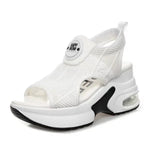 Retro schwarz Mesh Plattform Sandalen koreanische Peep Toe Hohl keile erhöhen Schuhe 8cm Sommer neue rutsch feste Luftkissen Tennis schuhe - flohmarkt-deutschland.shop