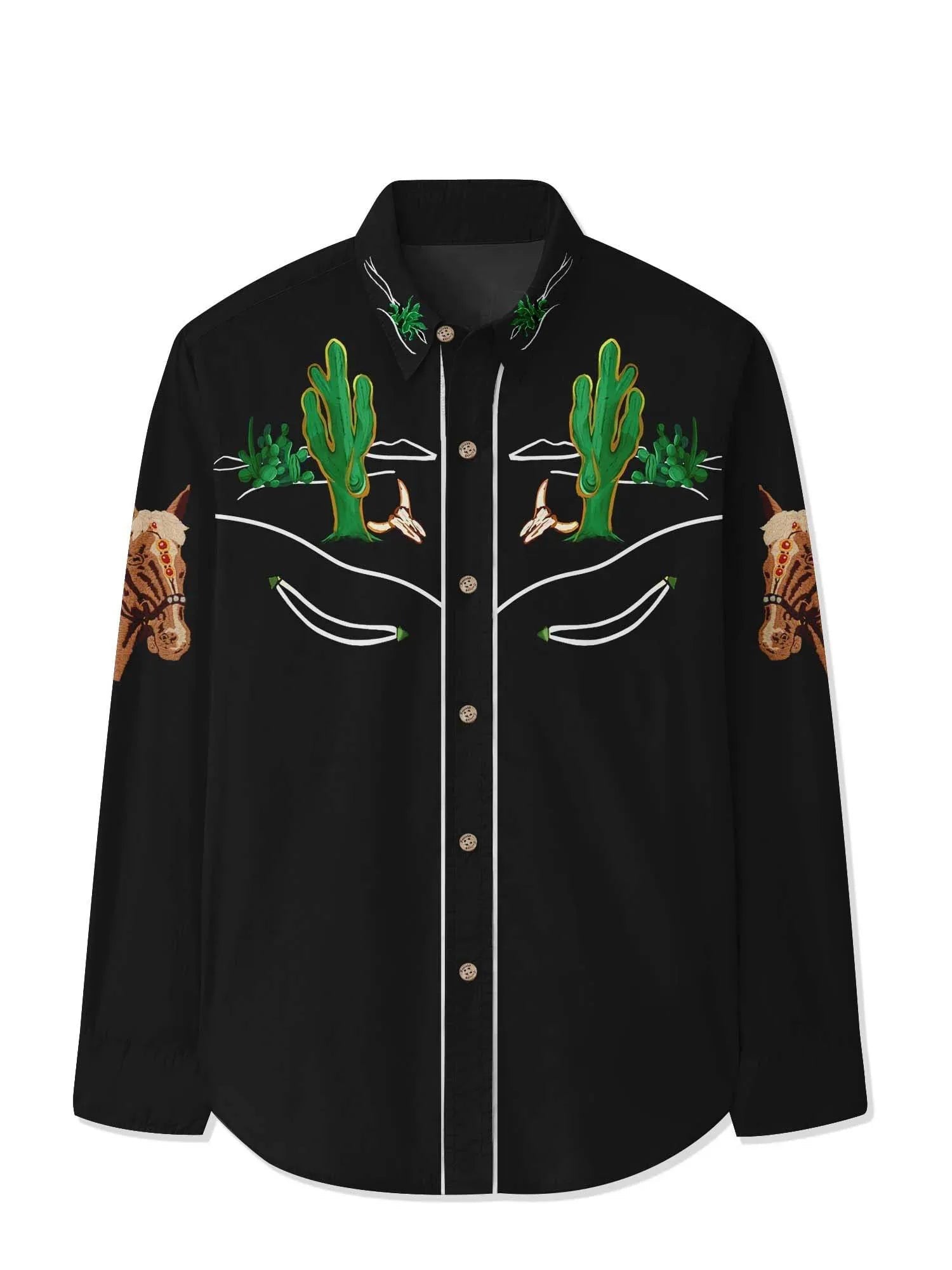 Retro Western Men's Shirt 3D Printed Black Outdoor Street Button Long Sleeve Fashion Casual Designer Shirt Herren Sommerhemd - flohmarkt-deutschland.shop
