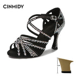 Rhinestone Dance Shoes Women Tango Salsa Latin Dance Shoes Ballroom Dance Heels Soft Sole Women Sandals Ladies Wedding Shoes - flohmarkt-deutschland.shop