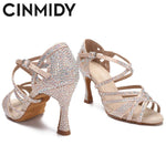 Rhinestone Dance Shoes Women Tango Salsa Latin Dance Shoes Ballroom Dance Heels Soft Sole Women Sandals Ladies Wedding Shoes - flohmarkt-deutschland.shop