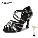 Rhinestone Dance Shoes Women Tango Salsa Latin Dance Shoes Ballroom Dance Heels Soft Sole Women Sandals Ladies Wedding Shoes - flohmarkt-deutschland.shop