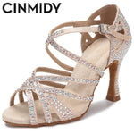 Rhinestone Dance Shoes Women Tango Salsa Latin Dance Shoes Ballroom Dance Heels Soft Sole Women Sandals Ladies Wedding Shoes - flohmarkt-deutschland.shop