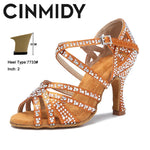 Rhinestone Dance Shoes Women Tango Salsa Latin Dance Shoes Ballroom Dance Heels Soft Sole Women Sandals Ladies Wedding Shoes - flohmarkt-deutschland.shop