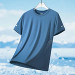 Running T-shirt Men Summer Ice Silk Thin Top Reflective Printing Quick Dry Short Sleeve Breathable Fitness Sports T-shirt 5XL - flohmarkt-deutschland.shop