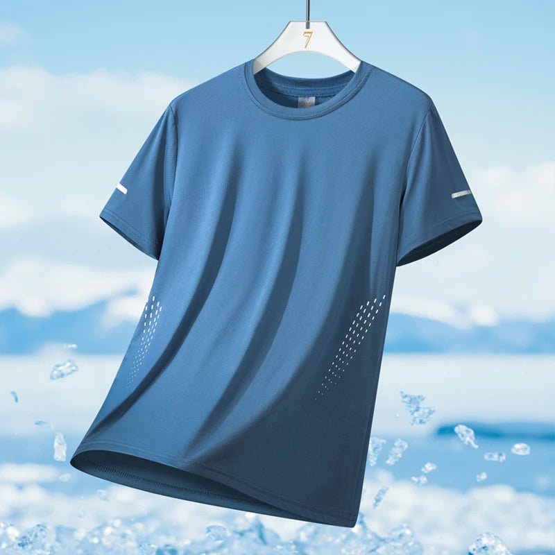 Running T-shirt Men Summer Ice Silk Thin Top Reflective Printing Quick Dry Short Sleeve Breathable Fitness Sports T-shirt 5XL - flohmarkt-deutschland.shop