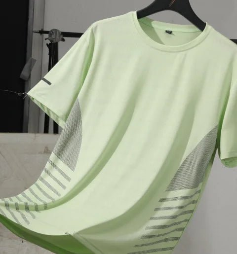 Running T-shirt Men Summer Ice Silk Thin Top Reflective Printing Quick Dry Short Sleeve Breathable Fitness Sports T-shirt 5XL - flohmarkt-deutschland.shop