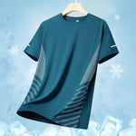 Running T-shirt Men Summer Ice Silk Thin Top Reflective Printing Quick Dry Short Sleeve Breathable Fitness Sports T-shirt 5XL - flohmarkt-deutschland.shop