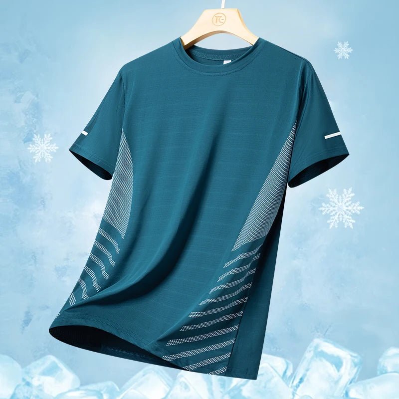 Running T-shirt Men Summer Ice Silk Thin Top Reflective Printing Quick Dry Short Sleeve Breathable Fitness Sports T-shirt 5XL - flohmarkt-deutschland.shop