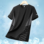 Running T-shirt Men Summer Ice Silk Thin Top Reflective Printing Quick Dry Short Sleeve Breathable Fitness Sports T-shirt 5XL - flohmarkt-deutschland.shop