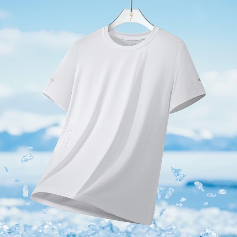 Running T-shirt Men Summer Ice Silk Thin Top Reflective Printing Quick Dry Short Sleeve Breathable Fitness Sports T-shirt 5XL - flohmarkt-deutschland.shop