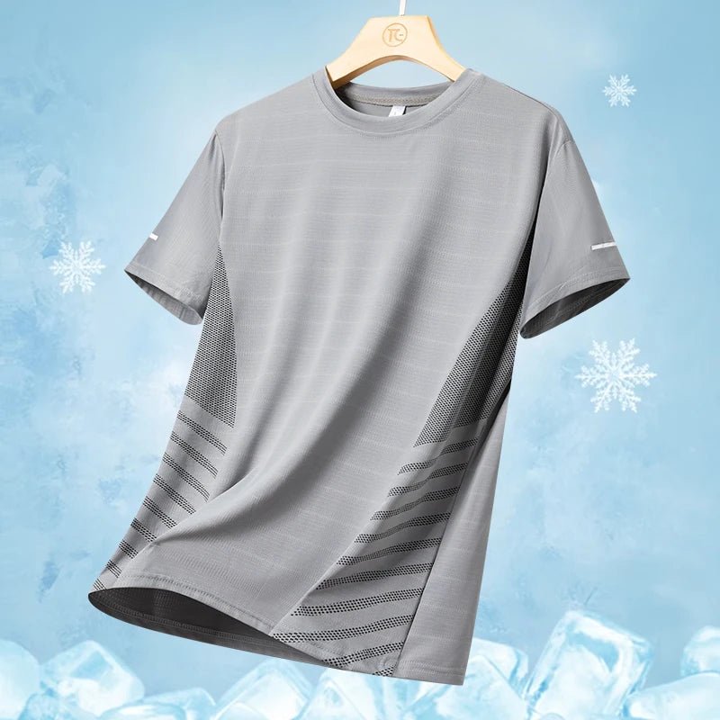 Running T-shirt Men Summer Ice Silk Thin Top Reflective Printing Quick Dry Short Sleeve Breathable Fitness Sports T-shirt 5XL - flohmarkt-deutschland.shop