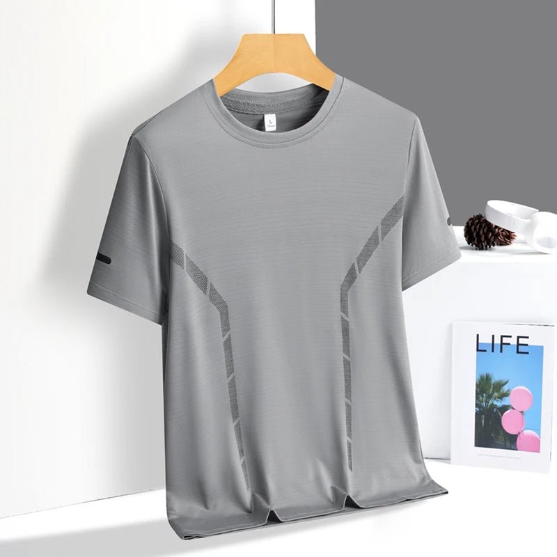 Running T-shirt Men Summer Ice Silk Thin Top Reflective Printing Quick Dry Short Sleeve Breathable Fitness Sports T-shirt 5XL - flohmarkt-deutschland.shop
