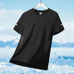 Running T-shirt Men Summer Ice Silk Thin Top Reflective Printing Quick Dry Short Sleeve Breathable Fitness Sports T-shirt 5XL - flohmarkt-deutschland.shop